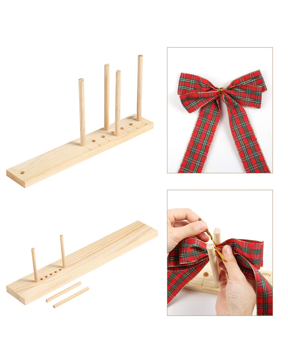 Ackitry X-Large Bow Maker for Ribbon for Wreaths, 20 Inch Wooden Bow Maker  Tool for Christmas Halloween Bows, Hair Bows, Creating Gift Bow, Party